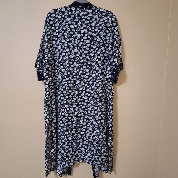 Daisy Print Long Kimono Cardigan‎ Duster Boho Hippie Beachy OS - Picture 6 of 8
